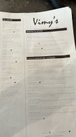 Vimy's Lounge Grill menu