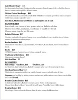 The Railside (chase Bc) menu