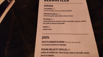 Bloomfield Cardápio