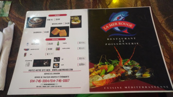 La Mer Rouge menu
