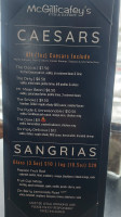 Mcgillicafey's Pub Eatery menu